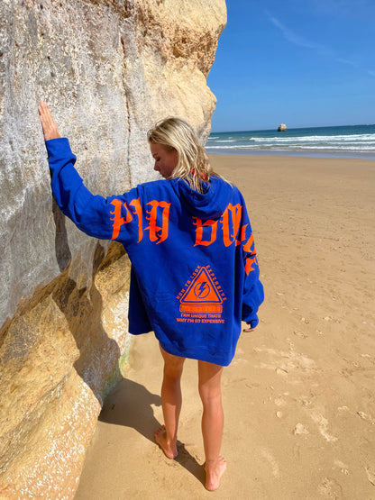 Hoodie LA royal blue neon orange